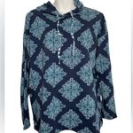 st. john's bay St. John’s Bay Mosaic Hoodie Sweatshirt Medium Blue Athleisure Streetwear Photo 3