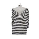 Free People Spells Trouble Stripe Pullover Sweater 3/4 Sleeve Ivory Black Small Photo 6