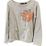 CRAZY HORSE  size M patchwork floral silk nylon blend sweater. Photo 0