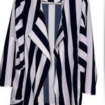 Elodie Navy Stripe Trendy Open Front Blazer Jacket Long Sleeve Size Medium Photo 0