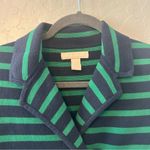 Banana Republic  navy blue and green striped nautical knit blazer size small Photo 9