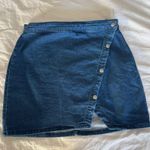 We The Free Free People  Wrap Denim Jean Mini Skirt Size 10 Snap Blue Summer Photo 4