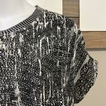 ZARA Asymmetrical Crewneck Short Sleeve Abstract Mix Material Hi/Low Blouse-Med Photo 6