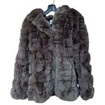 Gray Yves Salomon Rex rabbit balloon sleeve fur coat Size 36 Photo 0