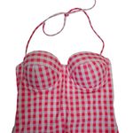 Gap Womens S Molded Bandeau Peony Gingham Pink One Piece Swimsuit Photo 2