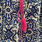 Milly  100% Cotton Blue & White Print Short Sleeve Top L Photo 4