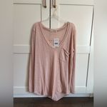 Free People NWT Long Sleeve Pink Top Size Medium Oversized Casual Minimalist Photo 1