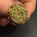 Elegant Vintage Seahorse Gold and Green Statement Ring Size 6 Photo 3