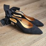 Ganni  Tie Back Kitten Heels‎ Black Suede Size 6 (36) Photo 11