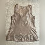 EXPRESS METALLIC BLUSH LIGHT ROSE SHIMMERY RUFFLE ACCENT BLOUSE Photo 1