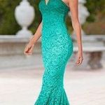 Venus  stunning strapless aqua green shimmering fade mermaid dress size small Photo 0