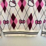 Forever 21 Hello Kitty Argyle Knit Cardigan Sweater Pink Burgundy Preppy Coquette Mall Y2K Photo 5