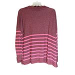 Maurice's  Women's Size Large Pink Burgundy Striped Collared Relaxed Oversized Top Photo 2