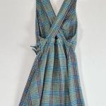 Urban Outfitters  Chandler Gingham Linen Farm Cottage Wrap Dress Blue Small Photo 1
