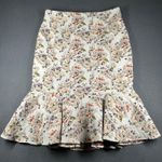 Eva Mendes New York & Company Trumpet Skirt Womens 14 Beige Floral Zip Mermaid Purple Photo 0