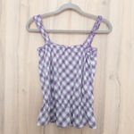 Mudd Y2K  Womens Top Size M Purple Plaid Smocked Peplum Indie Boho Retro Casual Photo 4