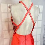 Rachel Allan Rhinestones Cross Halter Ruffle Mermaid Satin Gown pink or salmon c Size 2 Photo 7