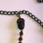 Vintage Gold Tone & Black Metal Dangling Fringe Tassel Boho Necklace Photo 5