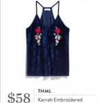 THML  Stitch Fix Karrah Blue Velvet Embroidered Top M Photo 1