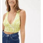 Urban Outfitters  Yellow White Criss Cross Tie Back Swirl Crop Top, M NWOT Photo 8