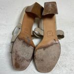 Stuart Weitzman Women Beige Leather Elastic Strappy Block Heel Sandals 7.5B Photo 3