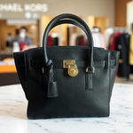 Michael Kors  black Saffiano leather Hamilton East West Studio gold bag tote Photo 0