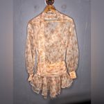 LASSY FLORAL CHIFFON PUFFBALL PUFF SLEEVE MINI DRESS (XS) Tan Photo 9