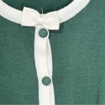Collectif Lightweight White Ribbed Bow Cropped Green Cardigan Sweater Size 18 Photo 5