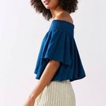 Urban Outfitters NWT  Off Shoulder Top Blue Summer Festival Concert Photo 1