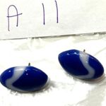 Vintage Blue & White Swirl Stud Earrings/Retro Vibes Funky Fashion Accessory A11 Photo 2