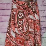 Talbots CUVED HEM FLOWY PAISLEY FLORAL ORANGE BROWN A LINE SKIRT 12 PETITE Photo 0