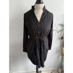 Abercrombie & Fitch  Black Dress Ruffle Neck Long Sleeve Tie Waist‎ Medium button Photo 1
