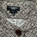 Talbots  Womens Medium Brown Geometric Print Cotton Jacket Cropped Fall Blazer Photo 4