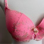 Victoria's Secret • Bright Pink Lace Rhinestone Padded Demi Bra Photo 1