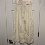 American Eagle  Cream Highest Rise Belted Paperbag Waist Cropped Wide Leg Pants Photo 11