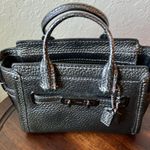 Coach : Silver Metallic Pebbled Leather Mini Satchel Handbag (#42100)- No strap Photo 5
