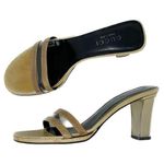 Gucci Y2K vintage Karung PVC Block Heel Neutral Slide Sandals tan size 7.5 Photo 0