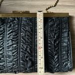 Tahari  Black Ruched Wristlet with Gold Frame and Chain Photo 4