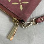 Michael Kors Large Zip Around Suede Wallet Rose Pink Gold Detail Clutch Case Photo 2