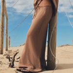 ZARA  NWT tan brown drawstring waist maxi flowy skirt Photo 5