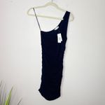 l*space NEW NWT L Alana Mini Dress Black Medium Ruched Sides One-Shoulder LBD Photo 2