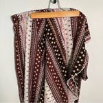 True Wrap Maxi Skirt Black Brown Floral Geometric Boho White Size M Photo 3