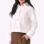 Vince Cotton Blend Optic White Shirt Jacket Medium Photo 0