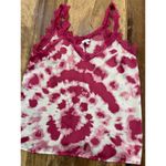 Q&A  Women's Red White Tie Dye V-Neckline Sleeveless Blouse Top Size Medium Photo 8