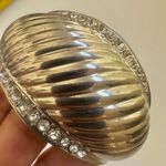 Silver tone rhinestone hinged bangle bracelet Photo 8