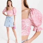 Saylor Gem Crop Puff Sleeve Blouse Top Size Medium Bubblegum Photo 12