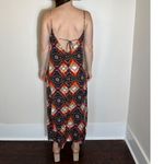 ZARA  Blue Red Diamond Printed Midi Dress Size Medium Photo 4