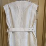 Sophisticated White Pinstripe Belted Vest and Shorts Size M Photo 4