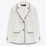 ZARA WOMAN CONTRAST TRIM SEAMED STRAIGHT CUT BLAZER Photo 1