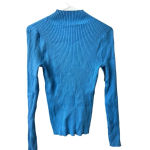 Chaus Mock neck, long sleeve silk blue shirt‎ size medium NWT Photo 4